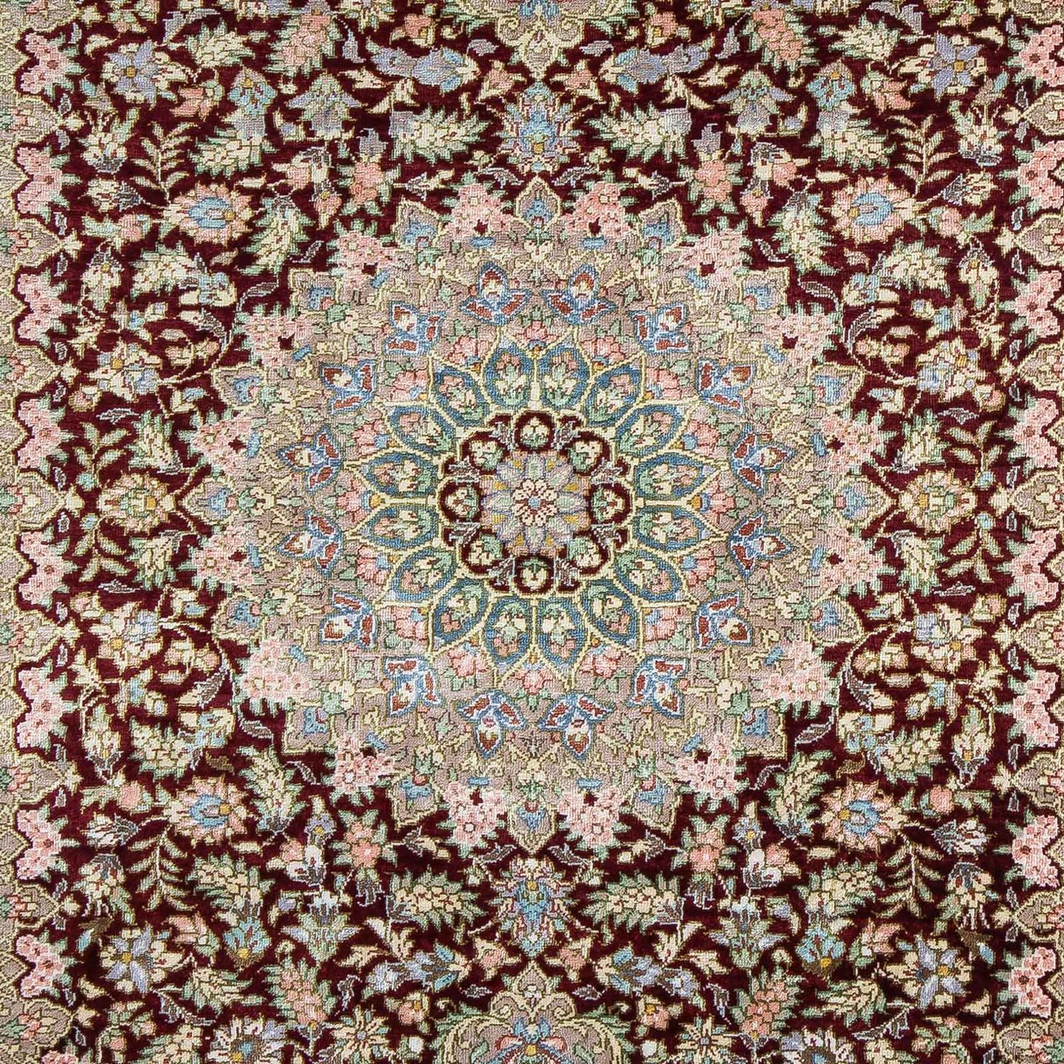 Alfombra persa - Ghom - 88 x 57 cm - rojo oscuro