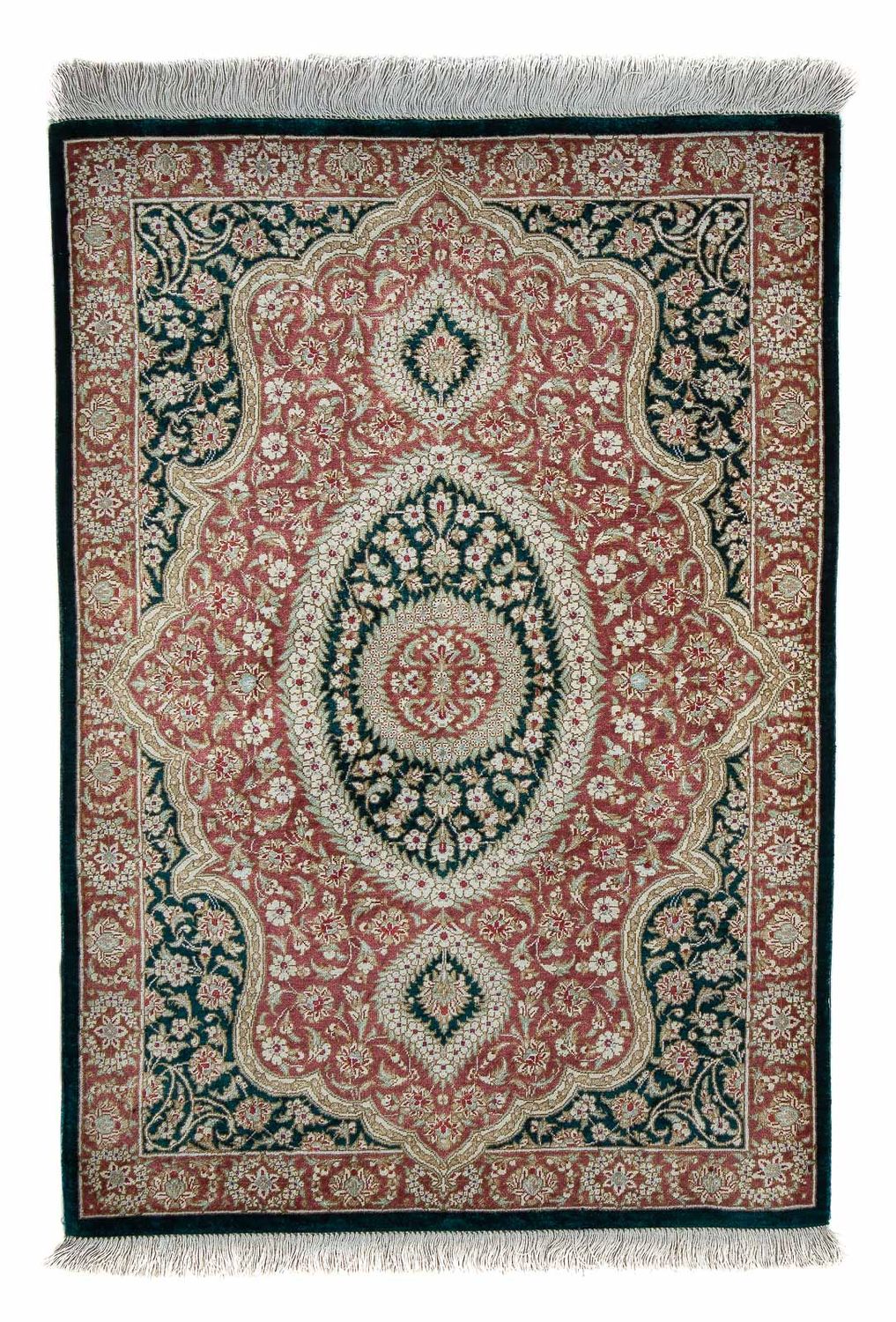 Tapis persan - Ghom - 85 x 58 cm - bleu foncé