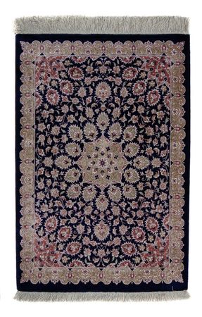 Alfombra persa - Ghom - 80 x 56 cm - azul oscuro