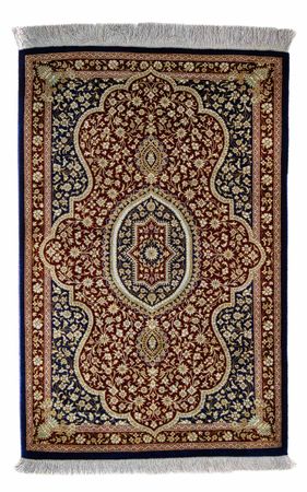 Tapis persan - Ghom - 93 x 60 cm - bleu foncé