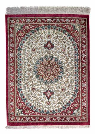 Tapis persan - Ghom - 78 x 60 cm - rouge foncé