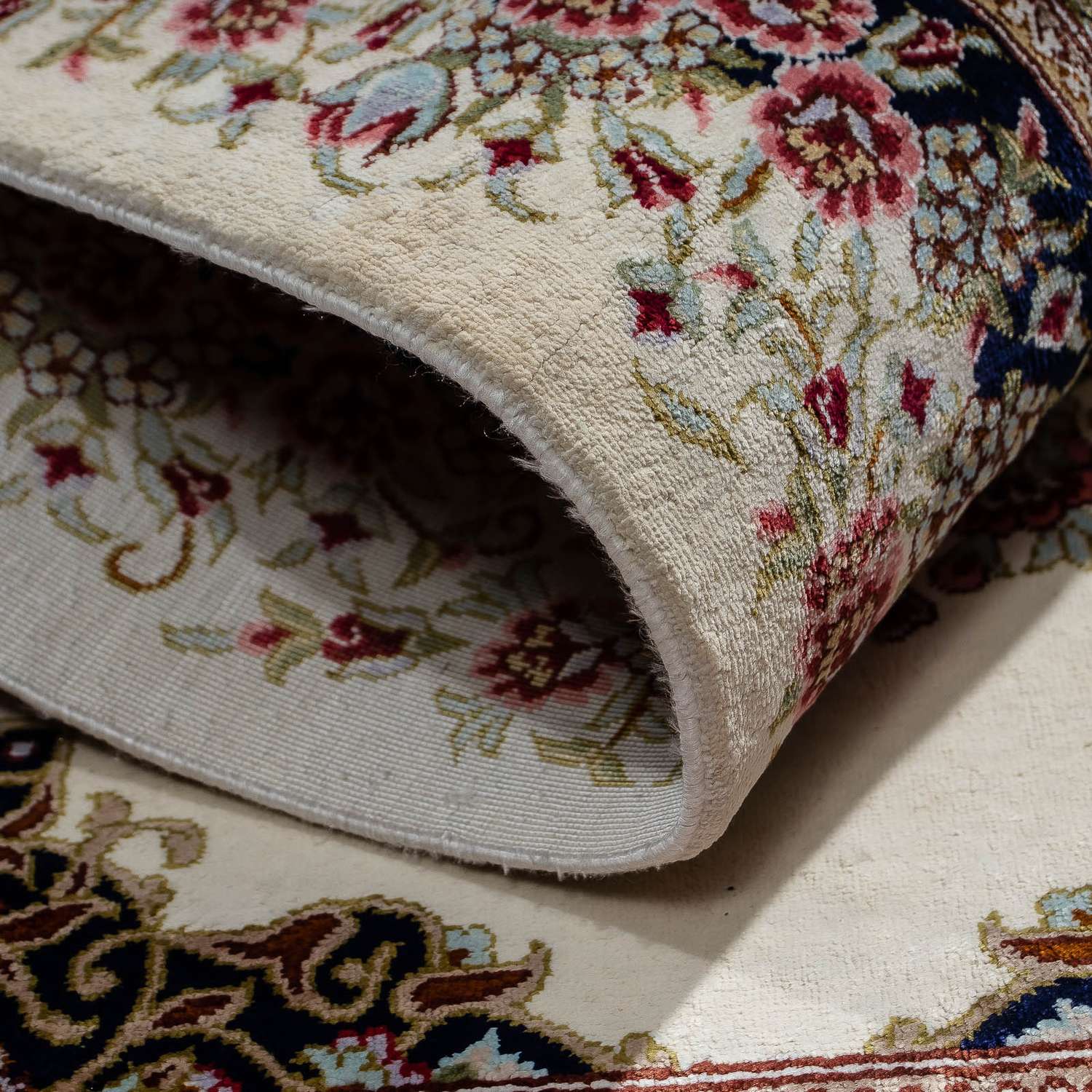 Perský koberec - Ghom - 91 x 59 cm - béžová