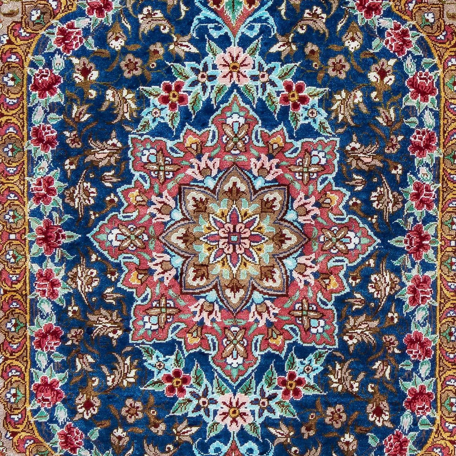 Tapete persa - Ghom - 80 x 55 cm - azul escuro