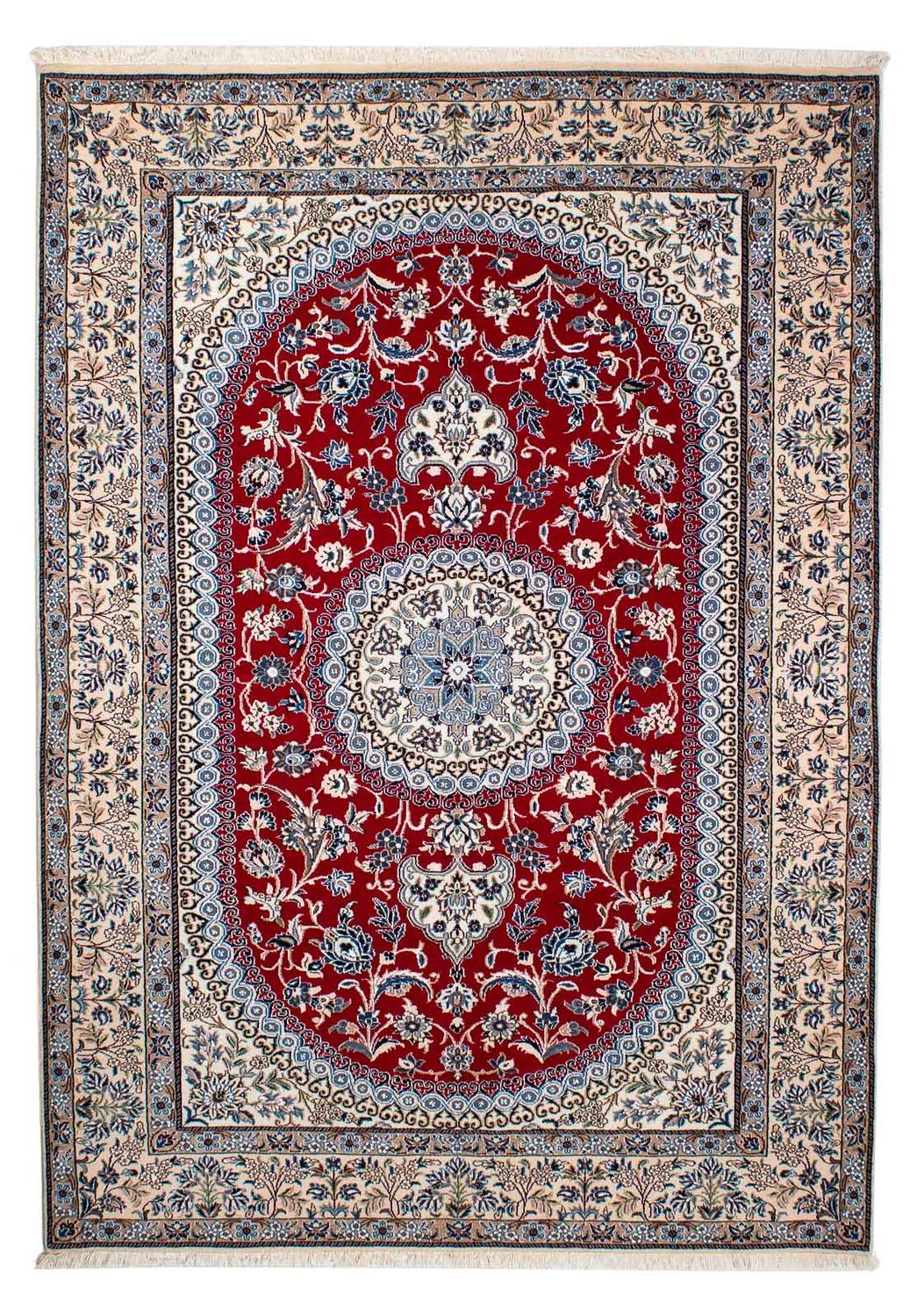 Tapis persan - Nain - Royal - 240 x 165 cm - rouge foncé