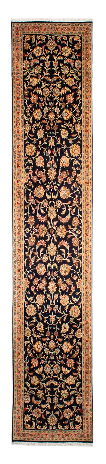 Biegacz Dywan perski - Tabriz - Królewski - 295 x 65 cm - ciemnoniebieski