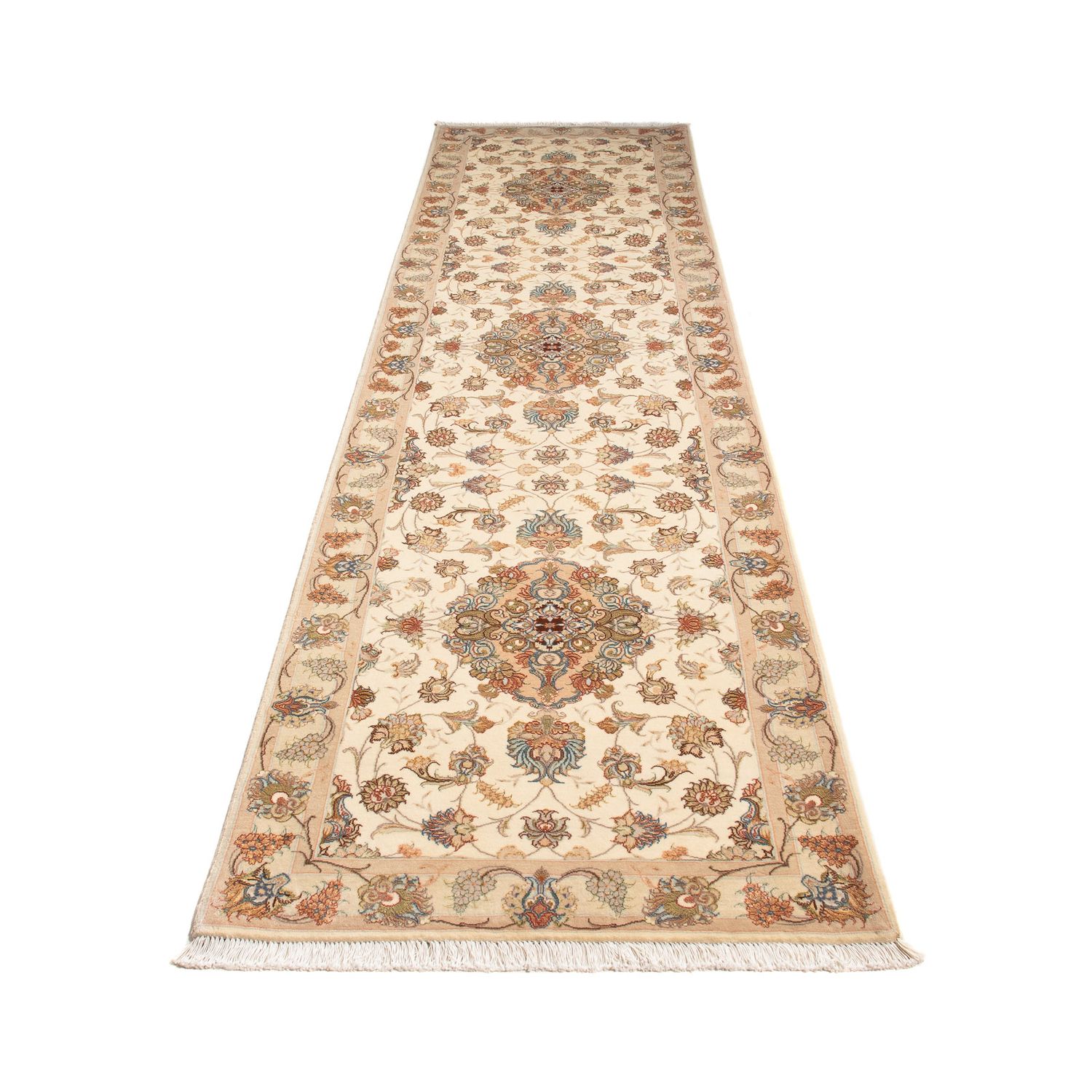 Løper Persisk teppe - Tabriz - Royal - 330 x 86 cm - beige