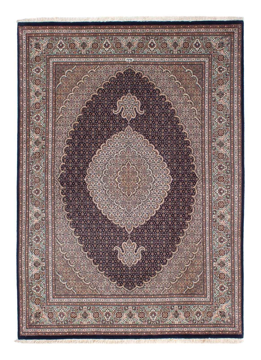 Tapis persan - Tabriz - 213 x 151 cm - bleu foncé