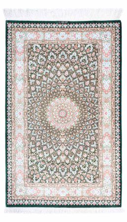 Tapis persan - Ghom - 128 x 83 cm - vert