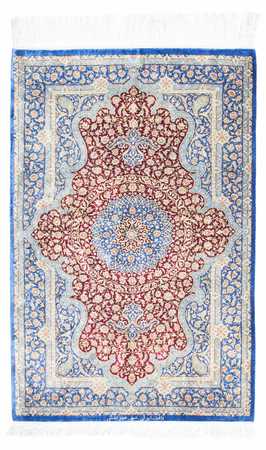 Tapis persan - Ghom - 117 x 78 cm - bleu