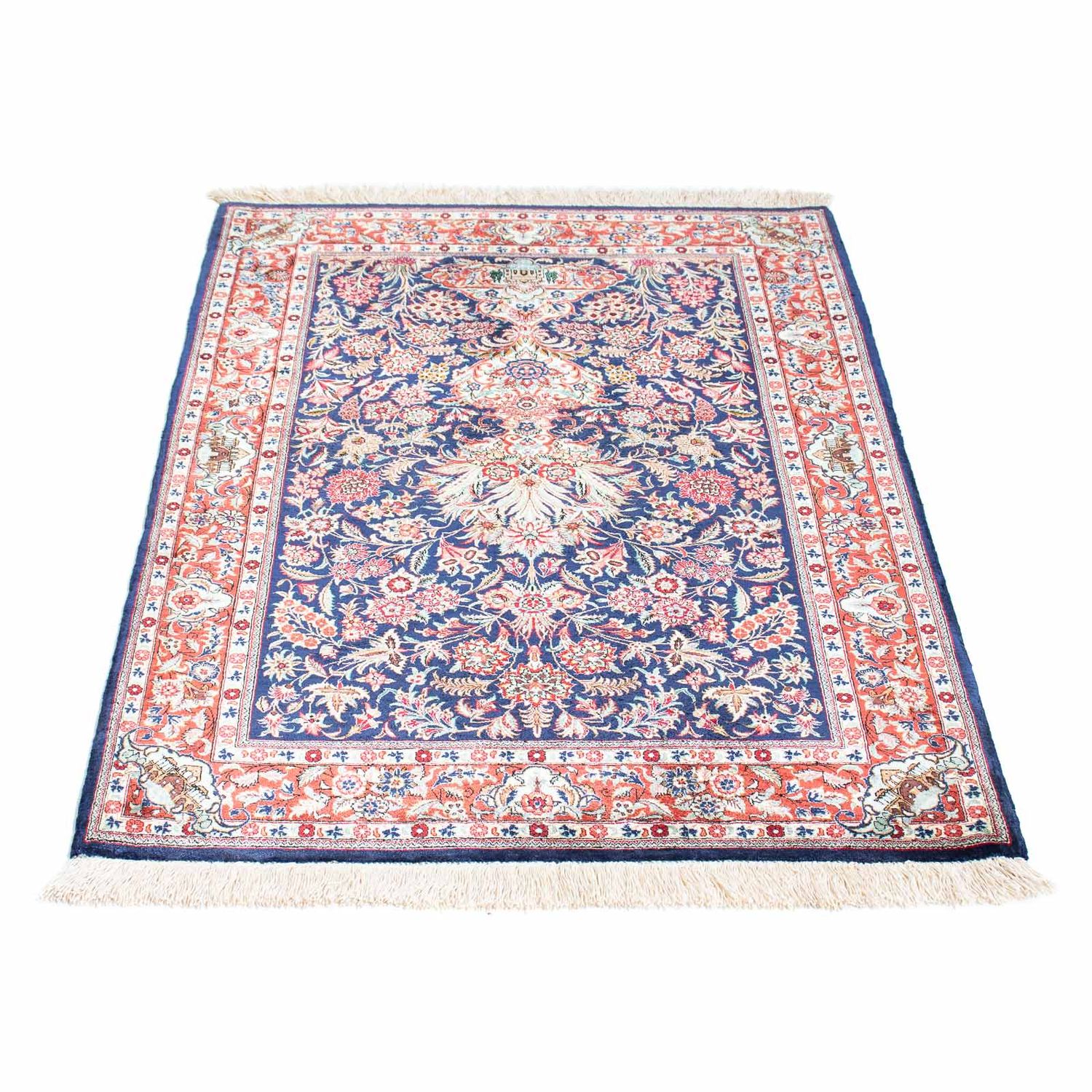 Tapis persan - Ghom - 116 x 78 cm - bleu foncé