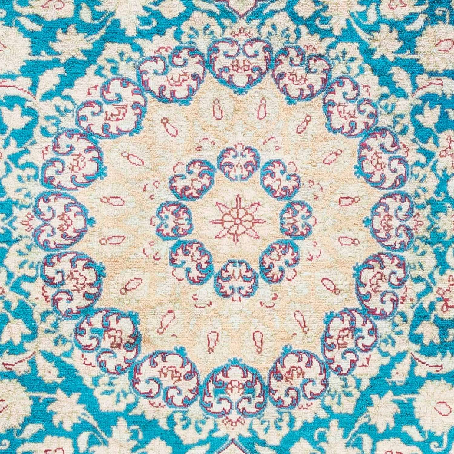 Perzisch tapijt - Ghom - 119 x 78 cm - turkoois