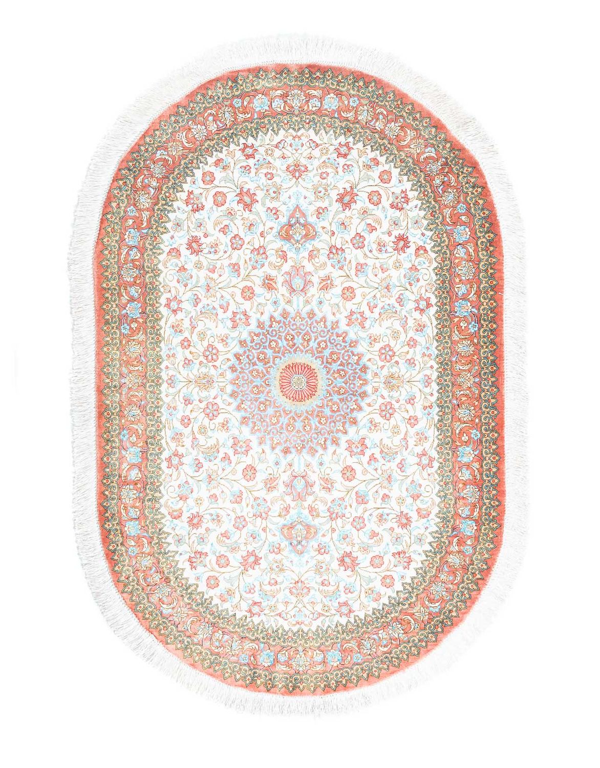 Alfombra persa - Ghom oval  - 120 x 76 cm - beige