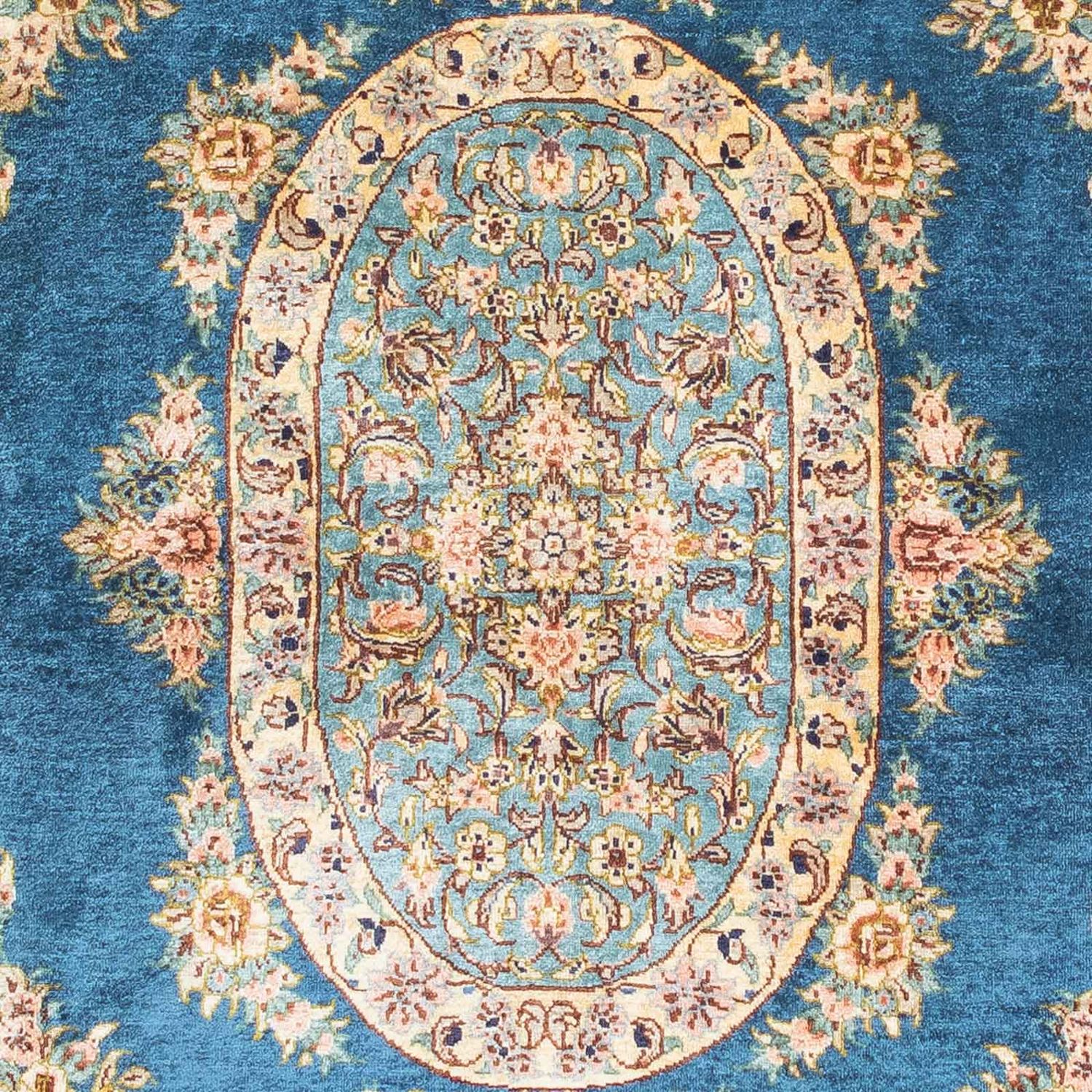 Tapis persan - Ghom - 121 x 80 cm - bleu foncé