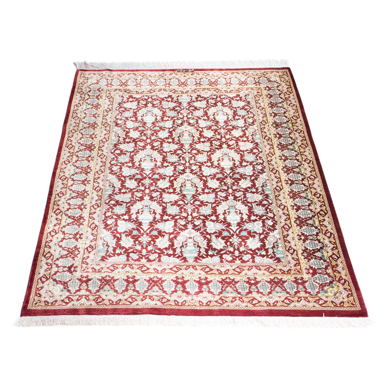 Tapis persan - Ghom - 119 x 76 cm - rouge foncé