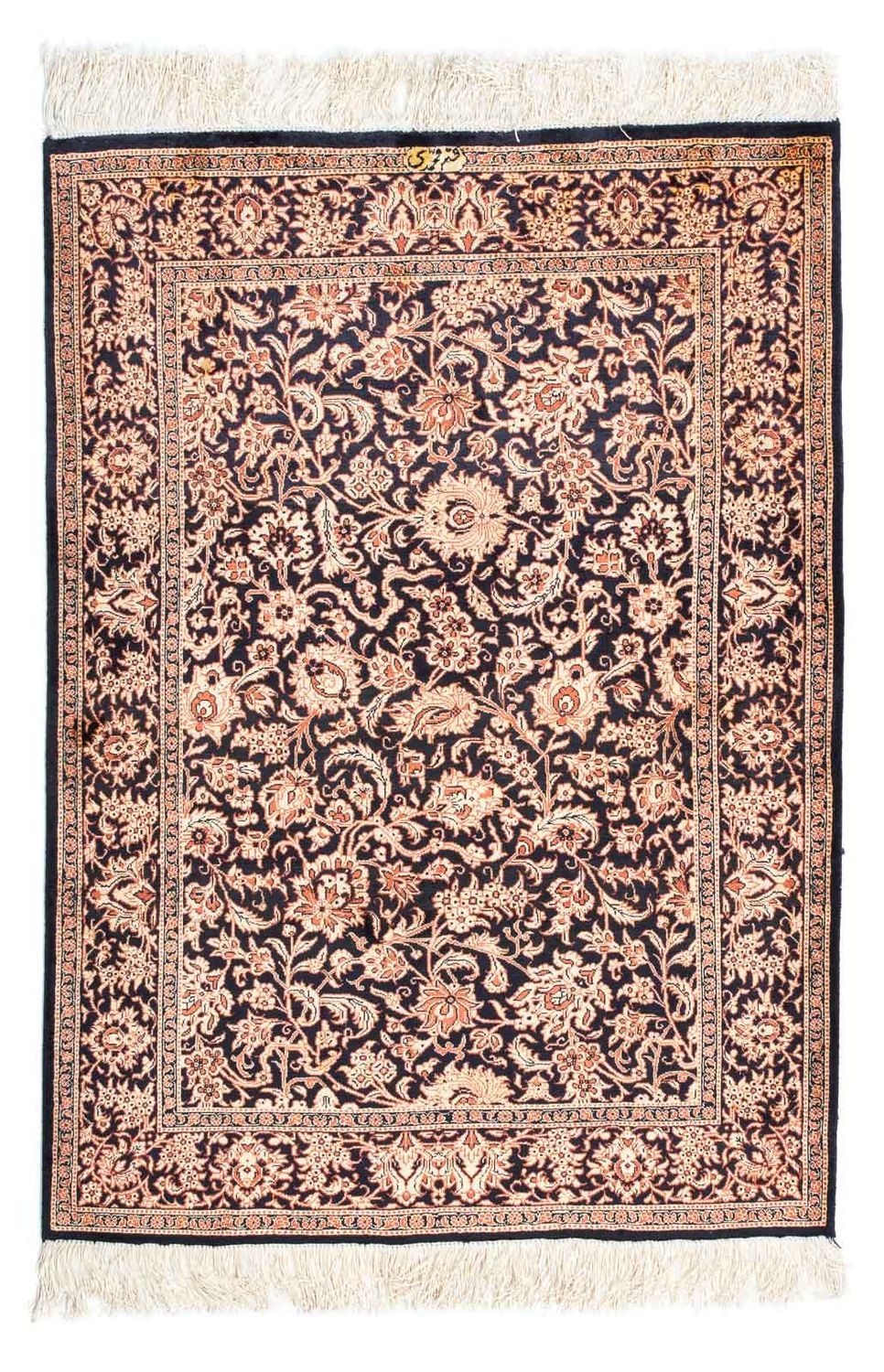 Tapis persan - Ghom - 112 x 80 cm - bleu foncé