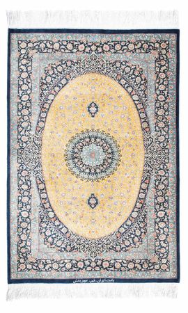 Tapis persan - Ghom - 118 x 78 cm - bleu clair