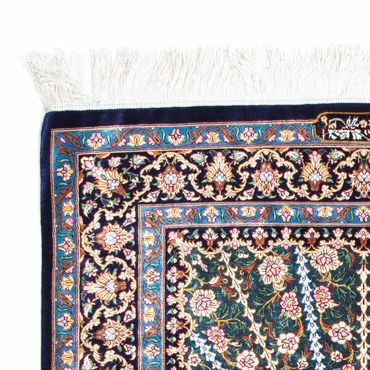 Tapis persan - Ghom - 121 x 81 cm - bleu foncé