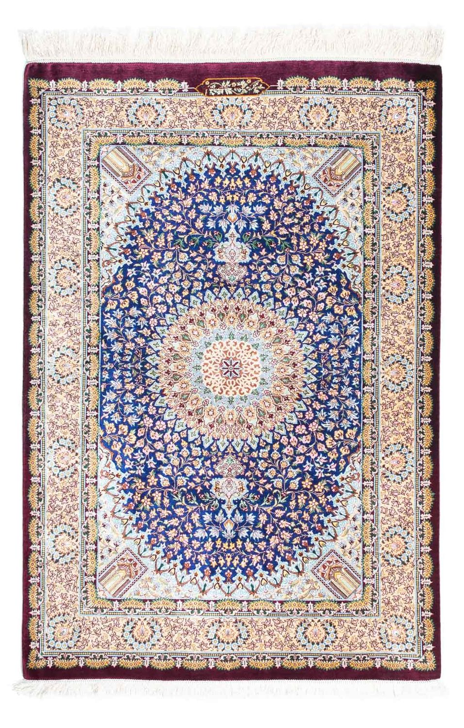 Tapis persan - Ghom - 117 x 79 cm - rouge foncé