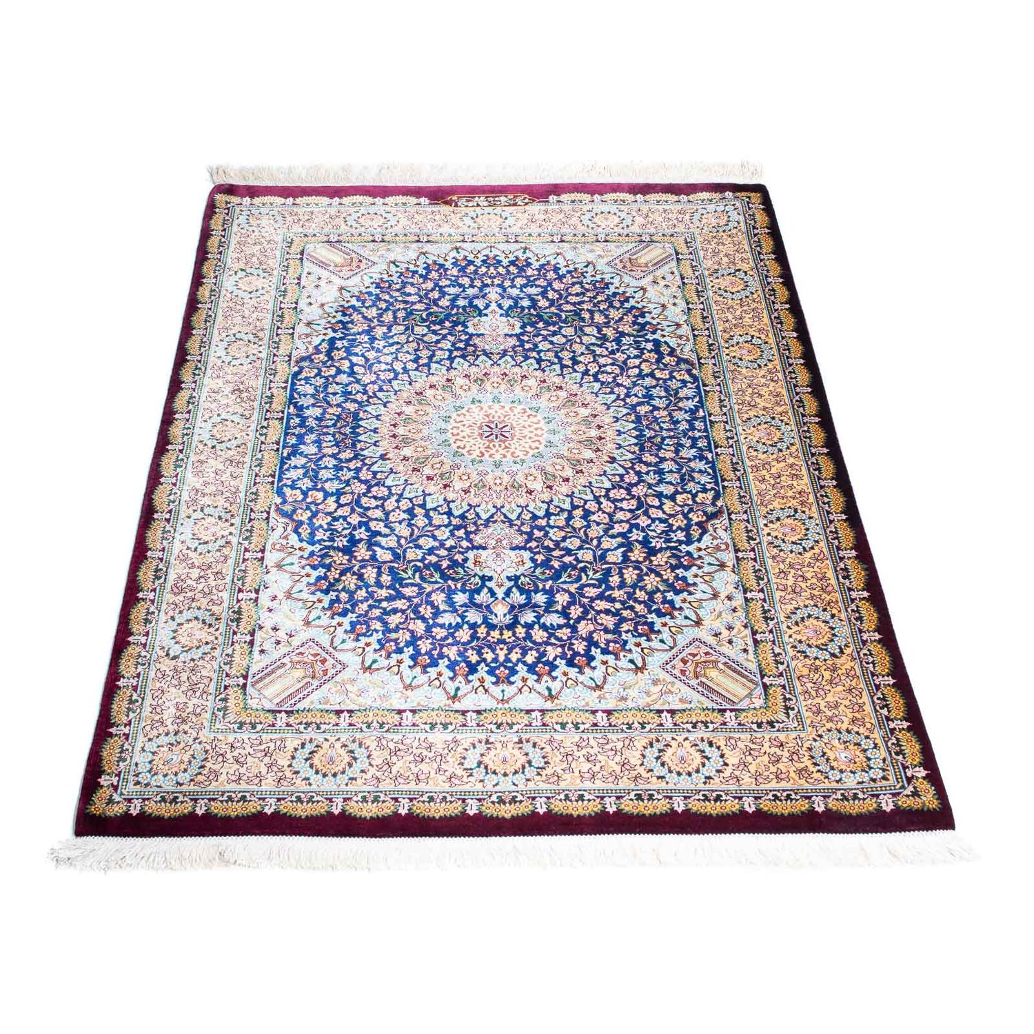 Tapis persan - Ghom - 117 x 79 cm - rouge foncé