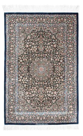 Tapis persan - Ghom - 119 x 79 cm - bleu foncé