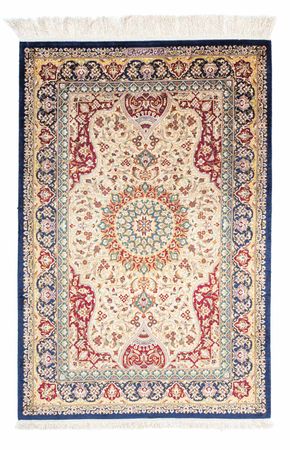 Tapis persan - Ghom - 123 x 77 cm - bleu foncé