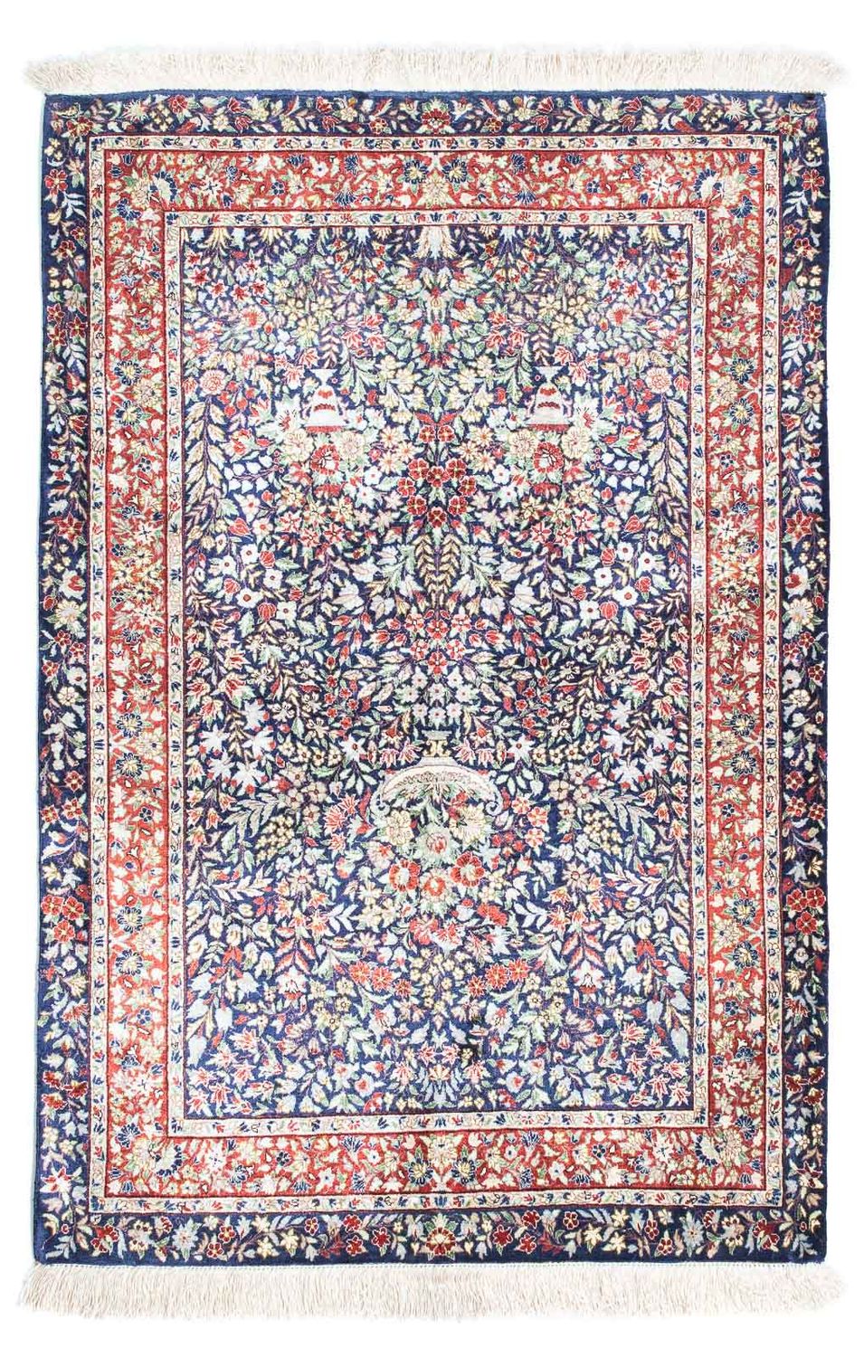 Tapis persan - Ghom - 120 x 78 cm - bleu foncé