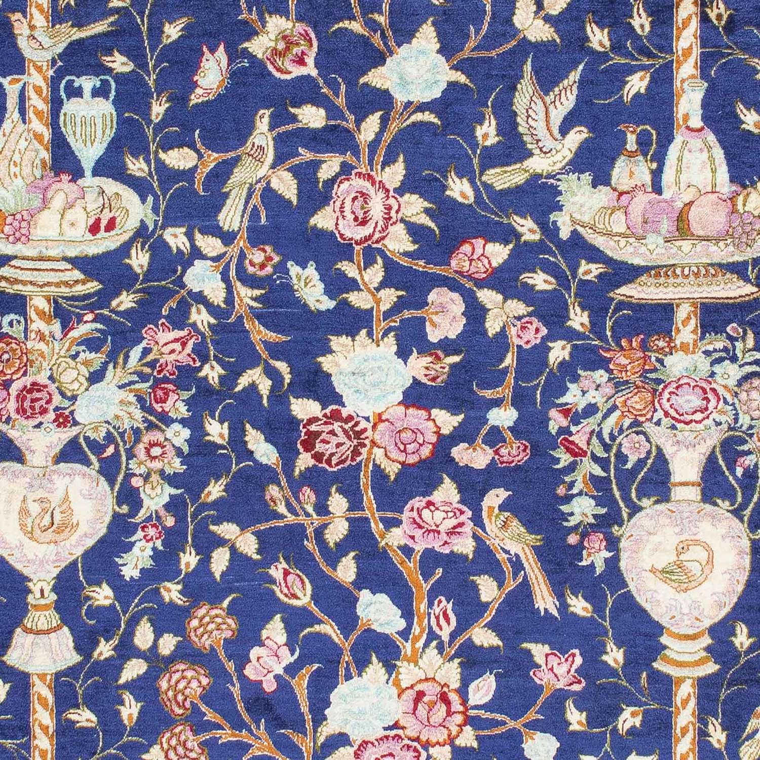Perzisch tapijt - Ghom - 147 x 100 cm - donkerblauw