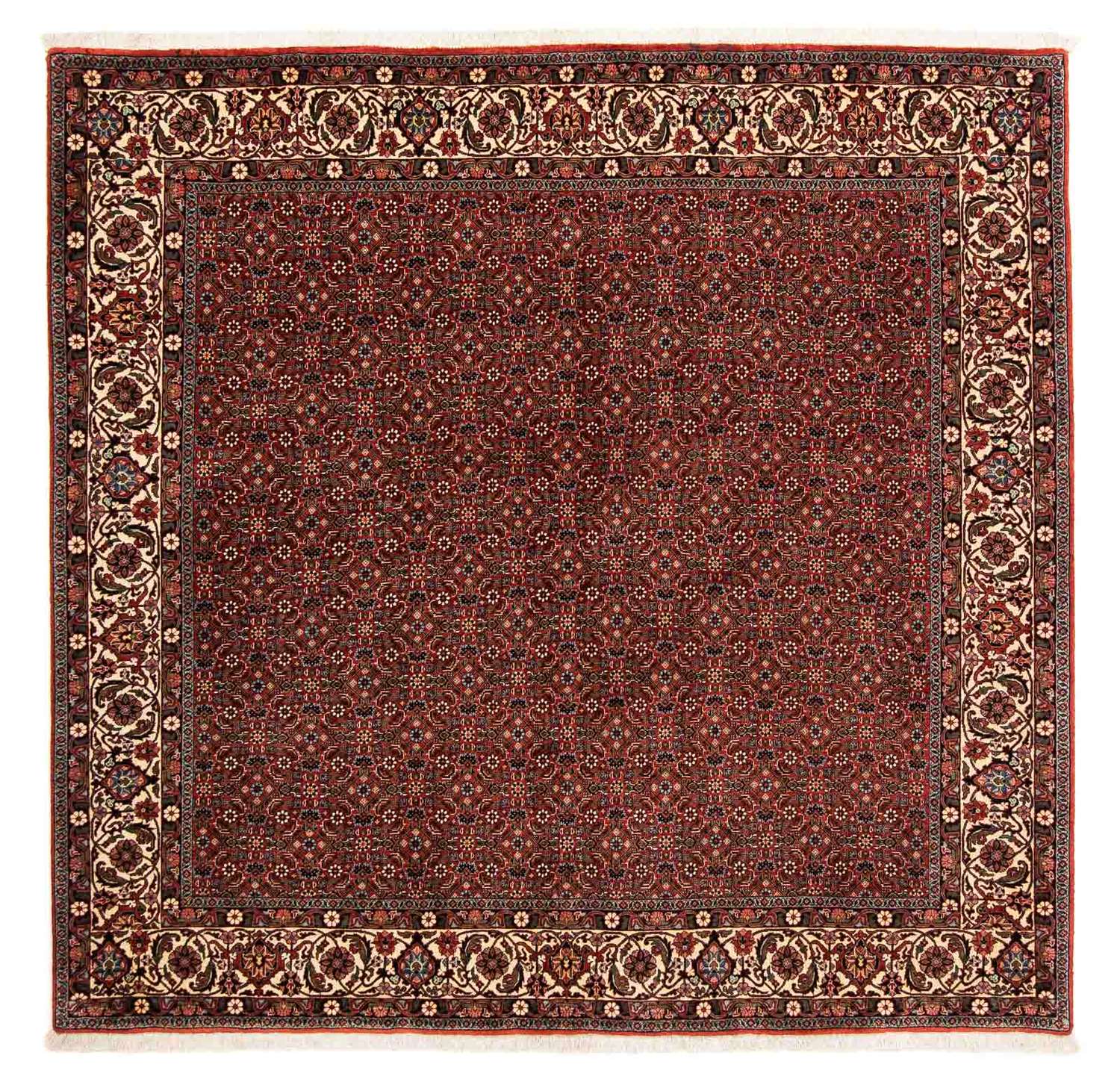 Tapete Persa - Bijar praça  - 203 x 197 cm - vermelho escuro