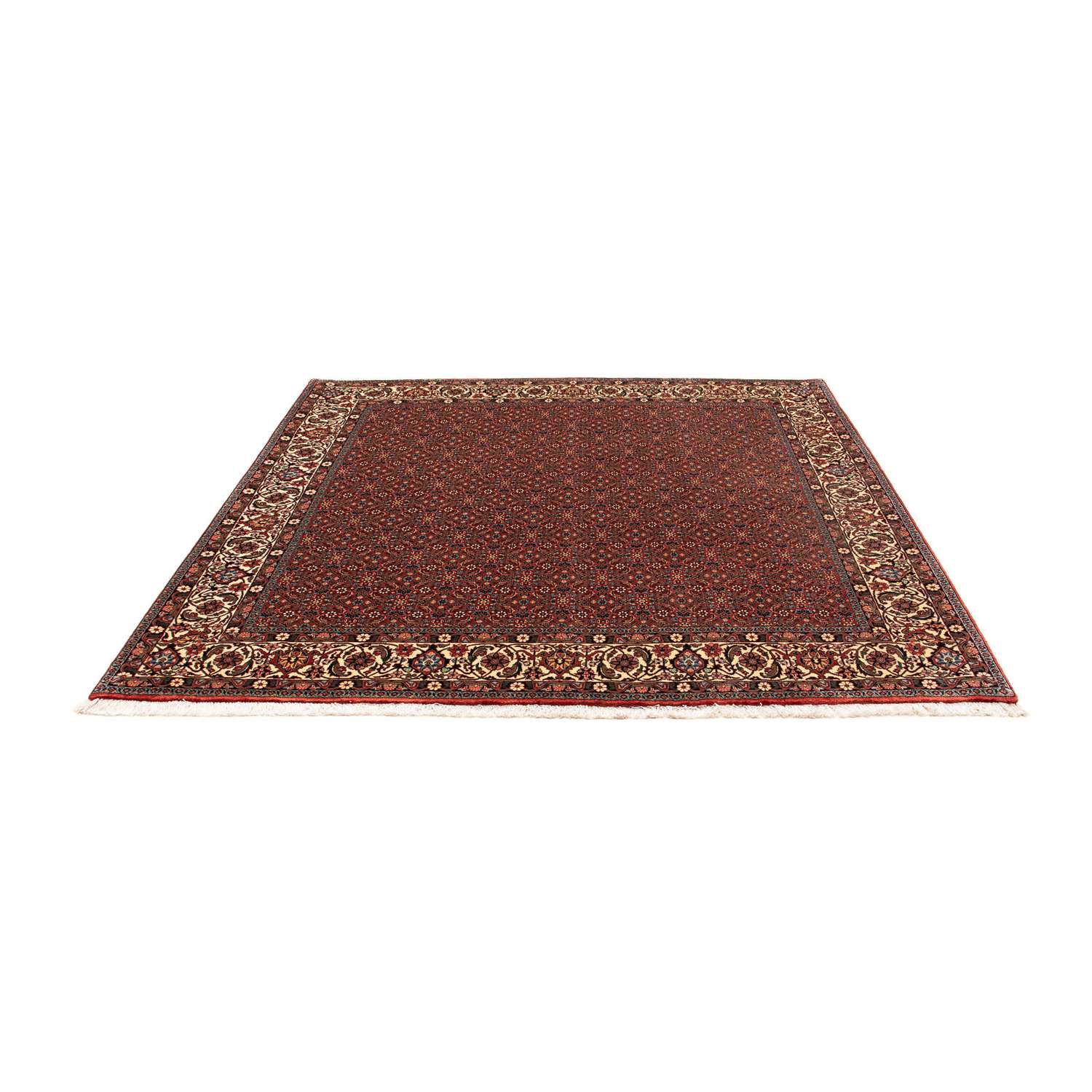 Persisk matta - Bijar kvadrat  - 203 x 197 cm - mörkröd