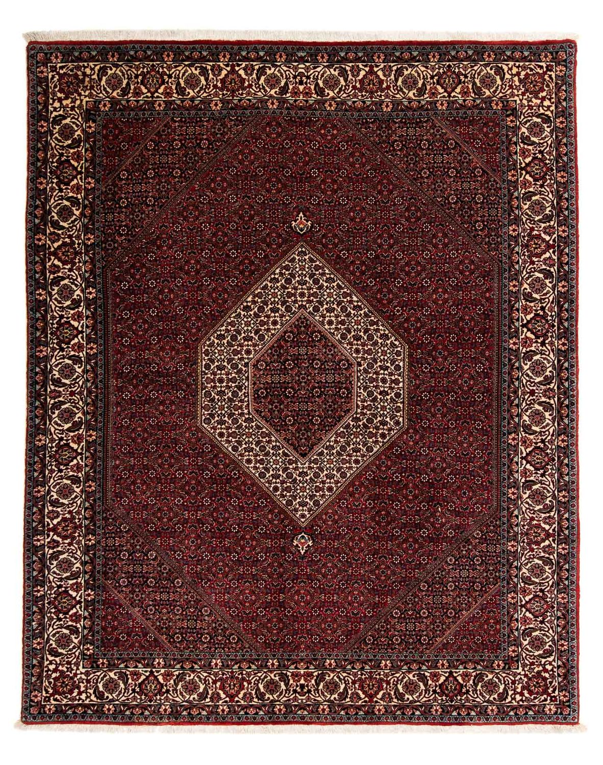 Tapis persan - Bidjar - 257 x 204 cm - rouge foncé