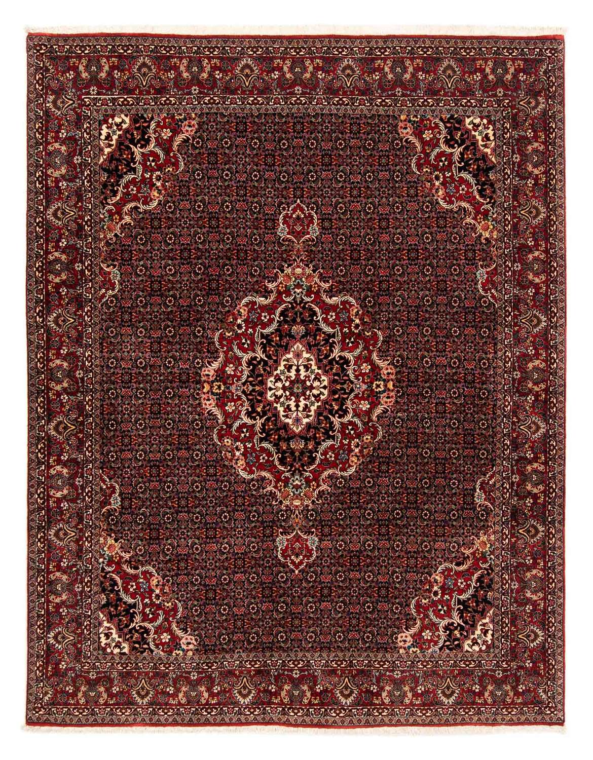 Tapete Persa - Bijar - 252 x 200 cm - vermelho escuro