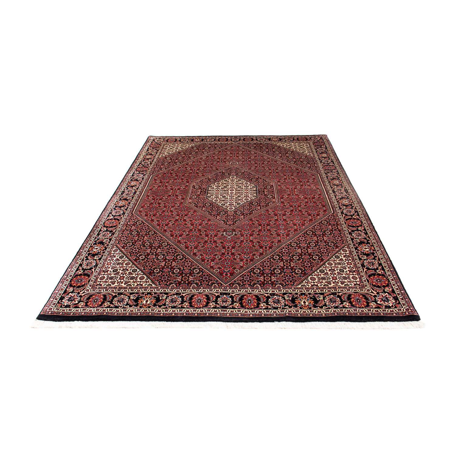 Persisk tæppe - Bijar - 240 x 166 cm - mørkerød