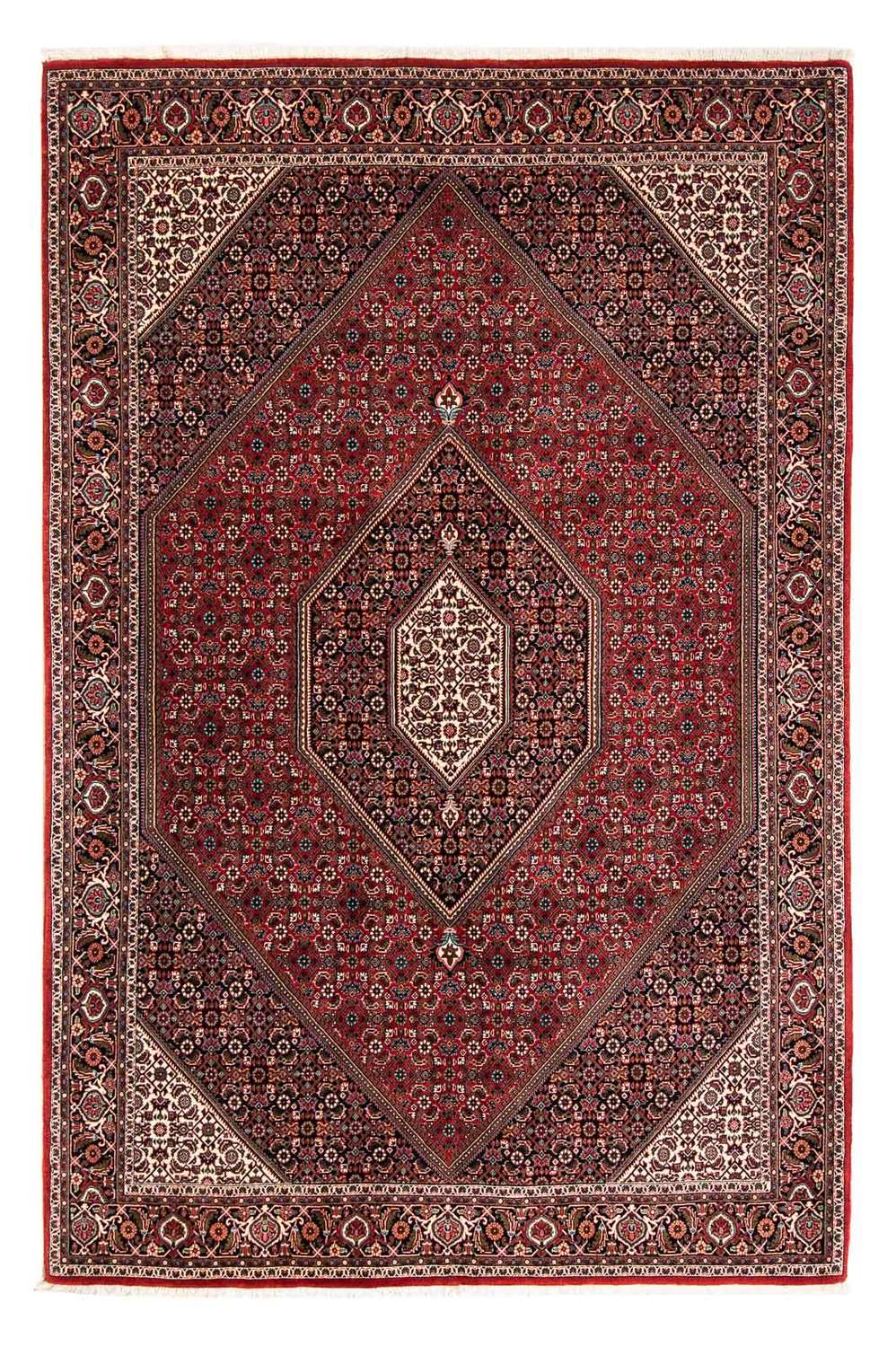 Persisk tæppe - Bijar - 258 x 169 cm - mørkerød