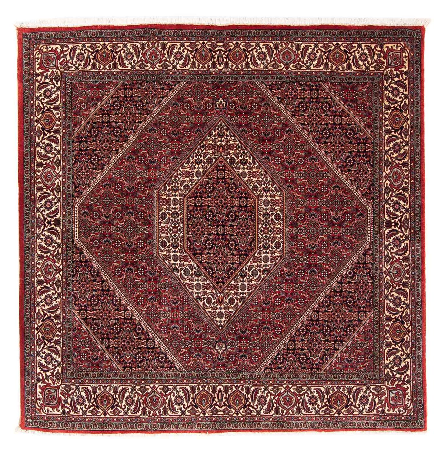 Alfombra persa - Bidjar cuadrado  - 152 x 148 cm - rojo oscuro