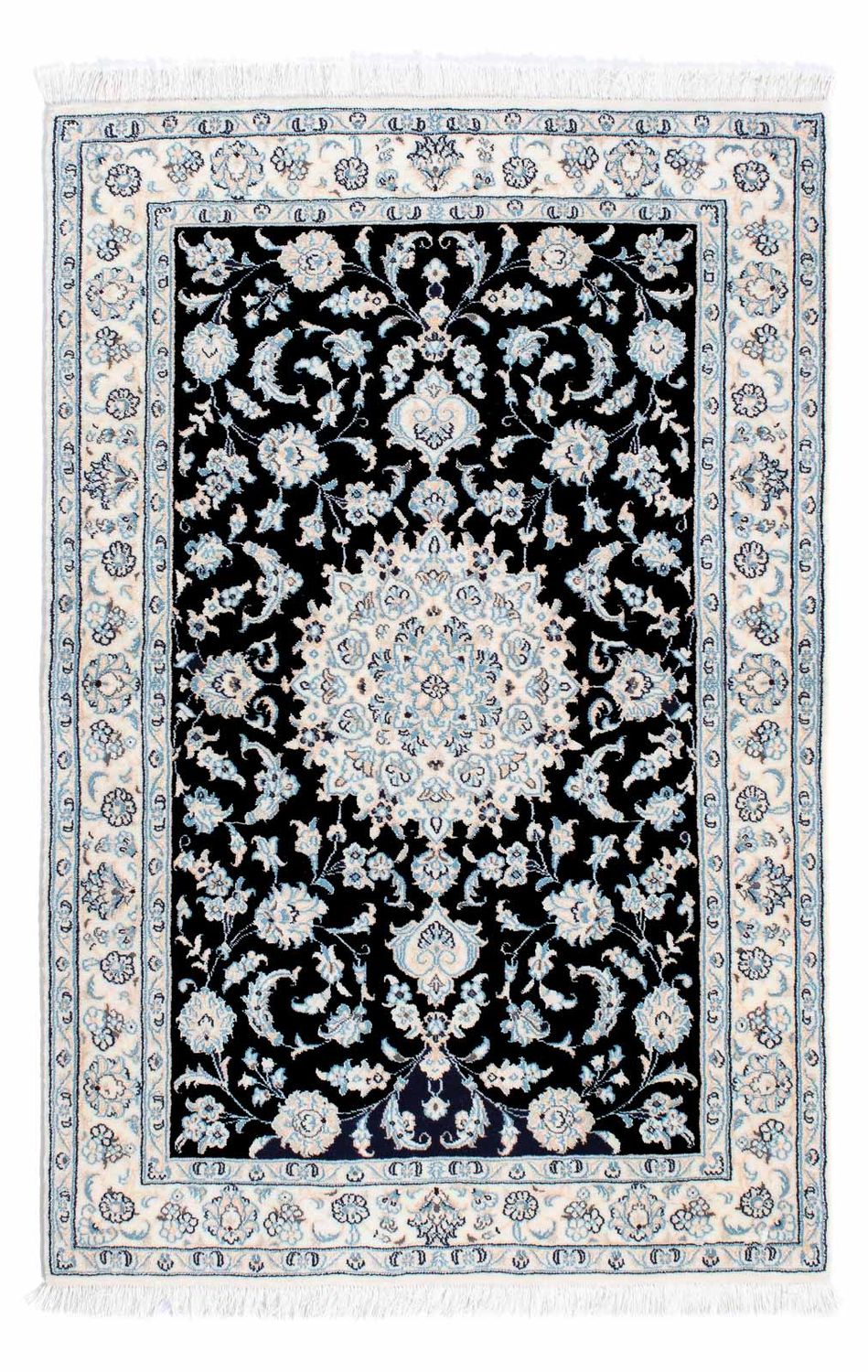 Alfombra Persa - Nain - Real - 150 x 100 cm - azul oscuro