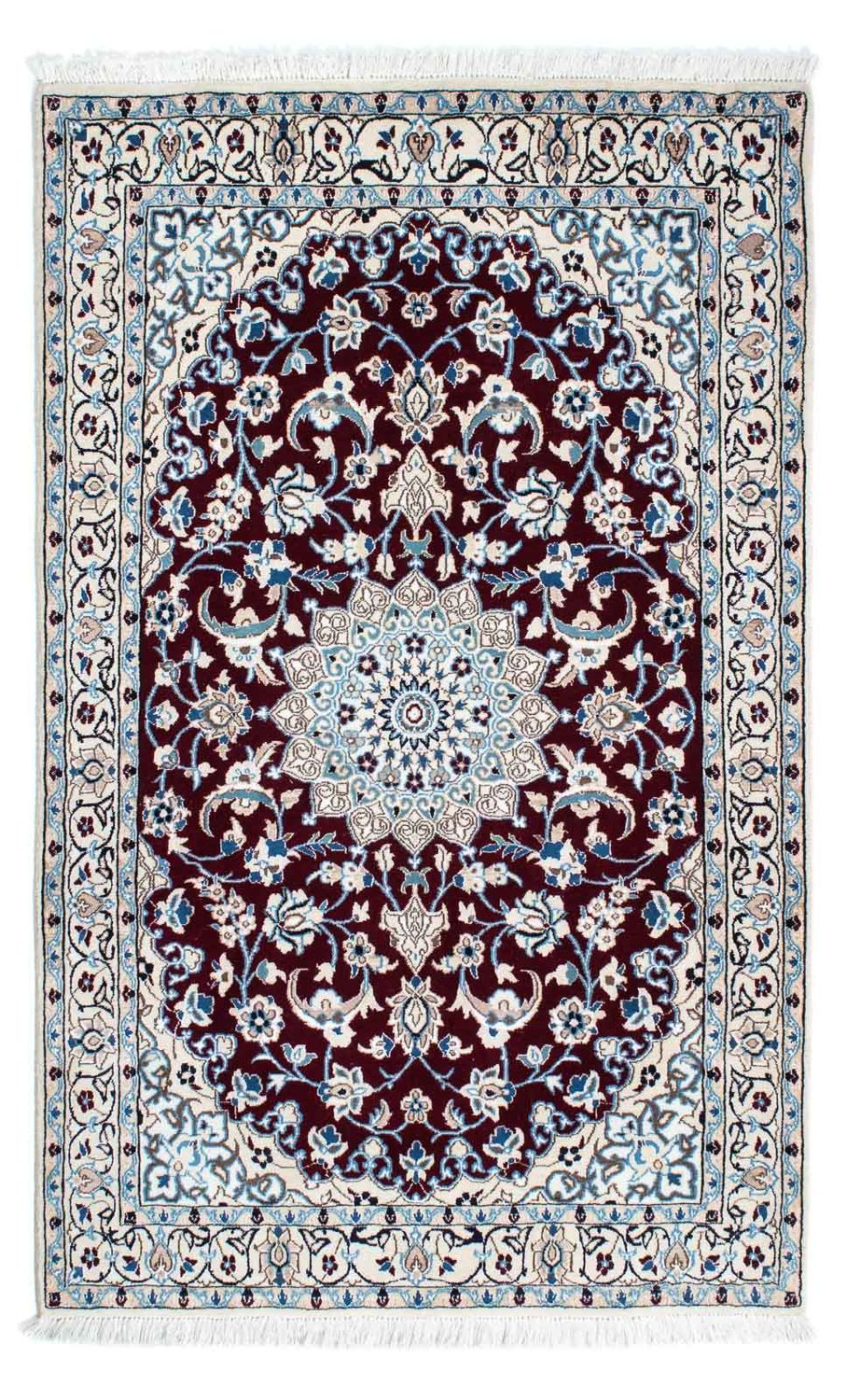 Alfombra Persa - Nain - Real - 182 x 110 cm - rojo oscuro