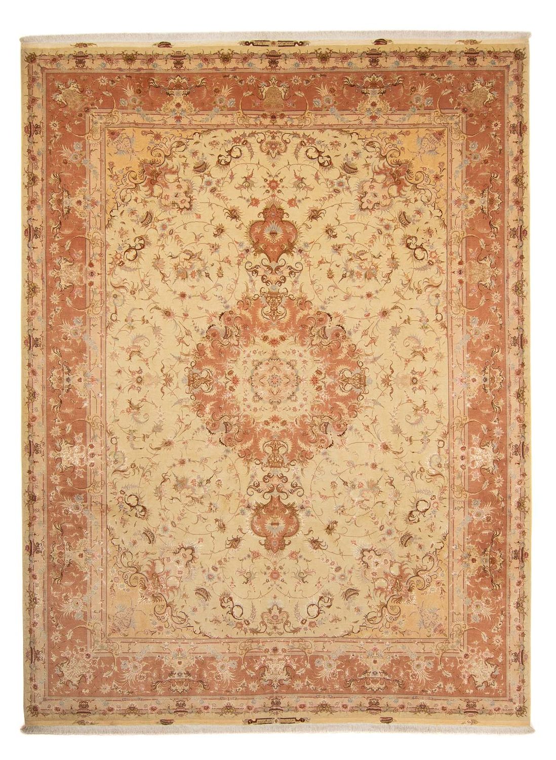 Tapete Persa - Tabriz - Royal - 400 x 303 cm - castanho claro