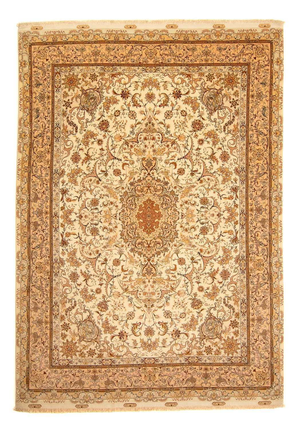 Perský koberec - Tabríz - Královský - 350 x 251 cm - světle hnědá