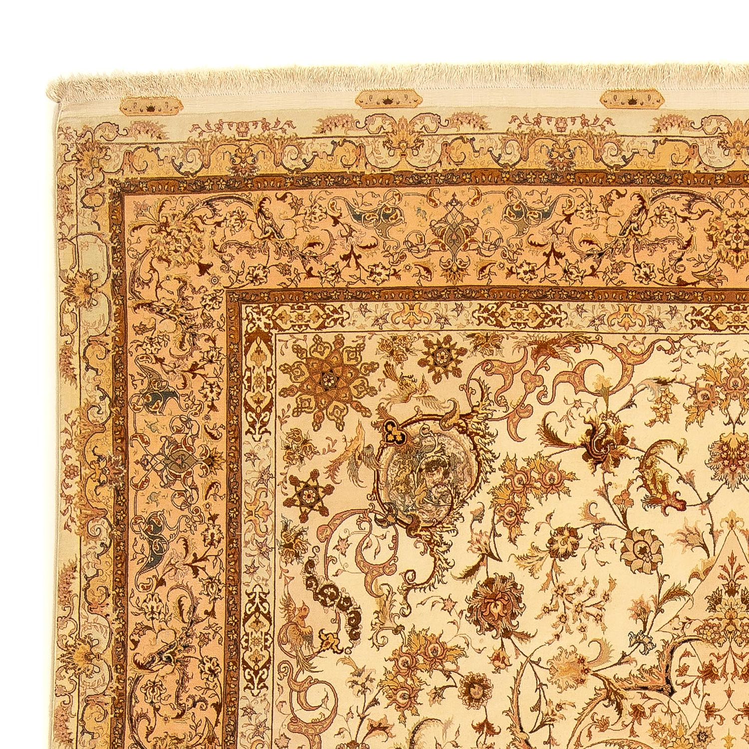 Tapete Persa - Tabriz - Royal - 350 x 251 cm - castanho claro