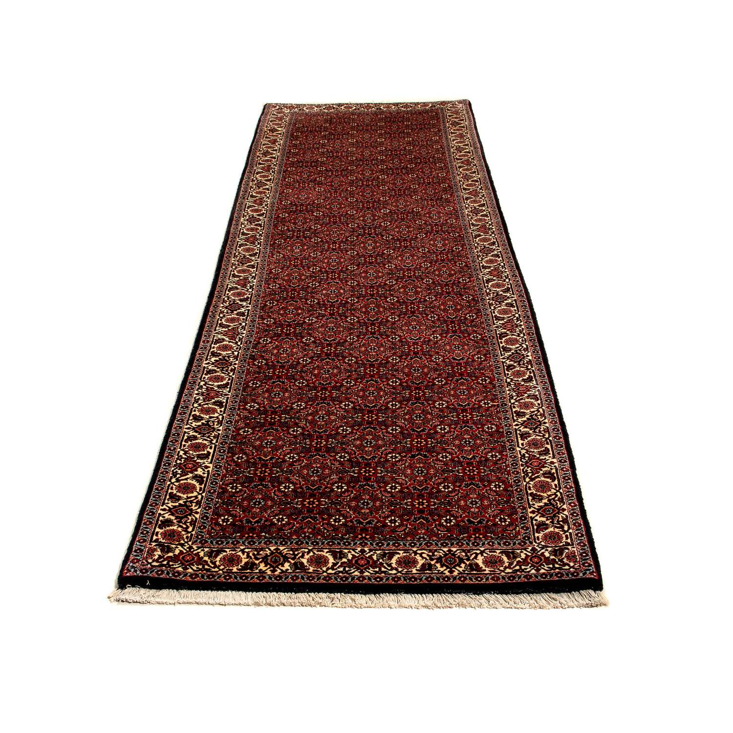 Løber Persisk tæppe - Bijar - 304 x 86 cm - mørkerød