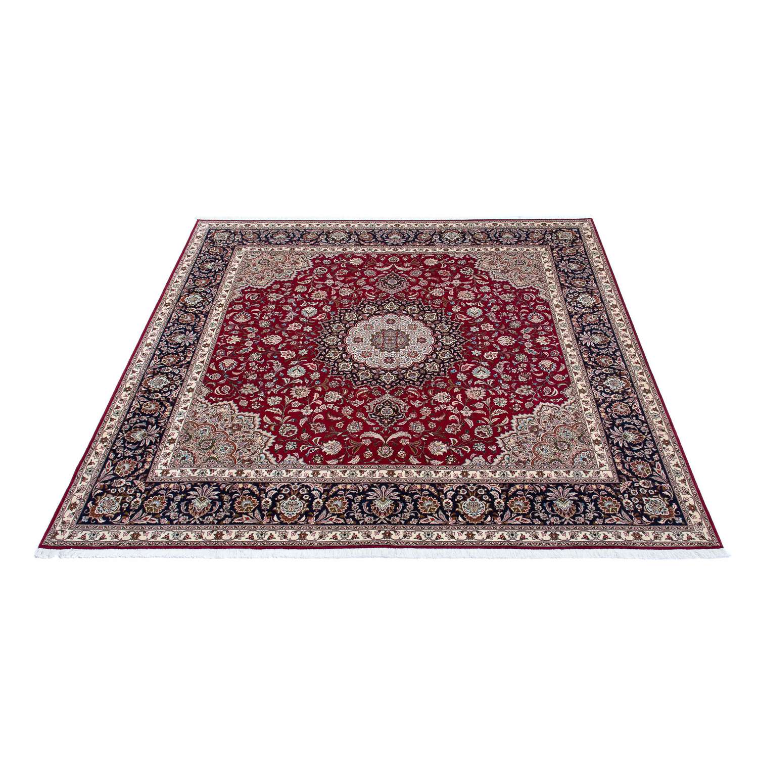 Persisk tæppe - Tabriz - Royal firkantet  - 300 x 297 cm - mørkerød