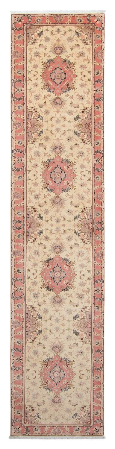 Løber Persisk tæppe - Tabriz - Royal - 410 x 80 cm - beige