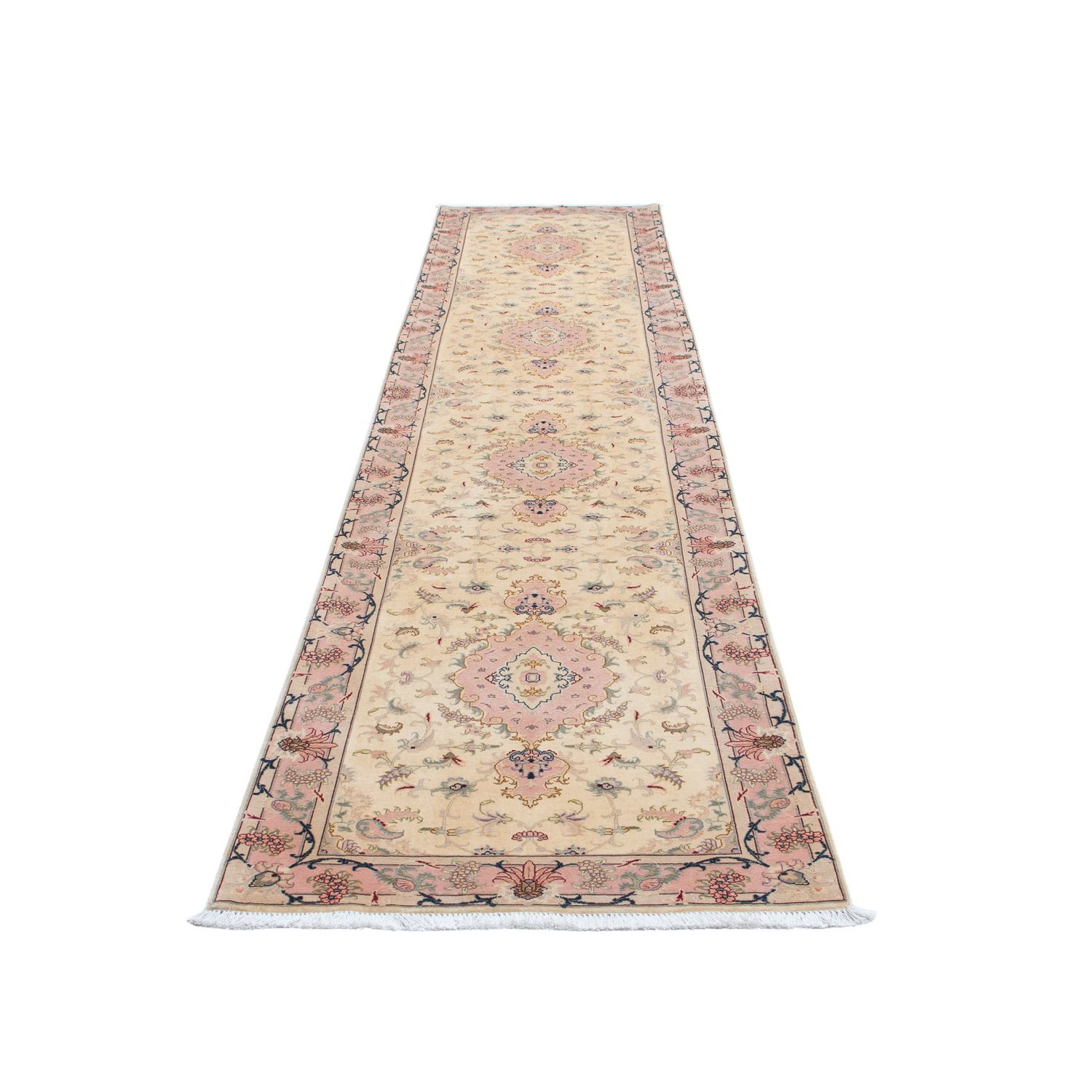 Løper Persisk teppe - Tabriz - Royal - 397 x 87 cm - beige