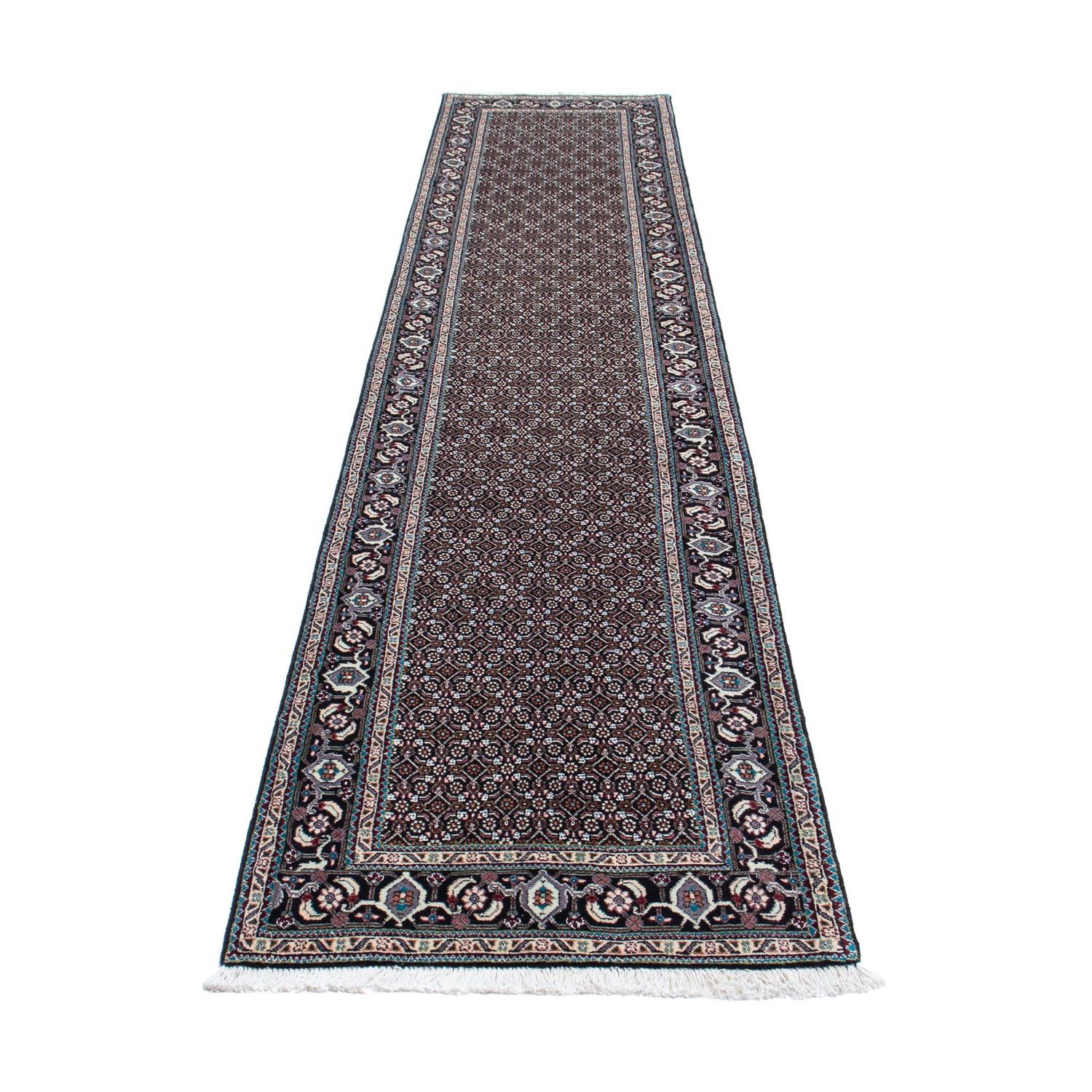 Tapis de couloir Tapis persan - Tabriz - 390 x 75 cm - gris