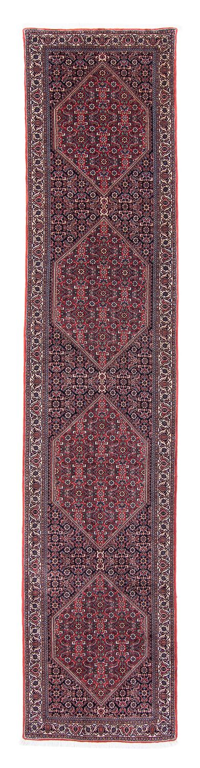 Tapis de couloir Tapis persan - Bidjar - 380 x 75 cm - rouge foncé