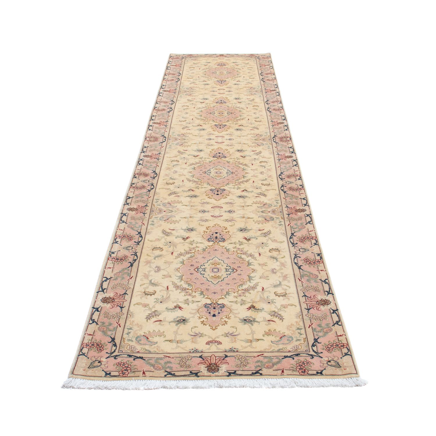 Løper Persisk teppe - Tabriz - Royal - 397 x 86 cm - beige