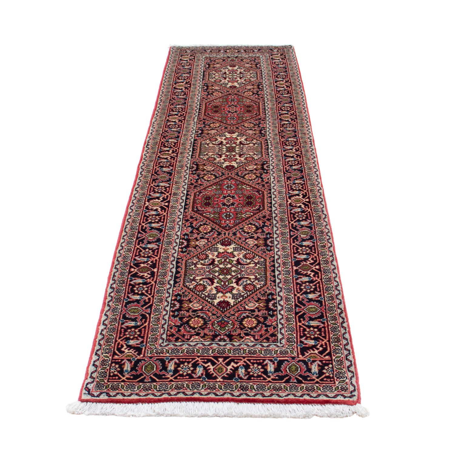 Tapis de couloir Tapis persan - Bidjar - 257 x 82 cm - rouge clair