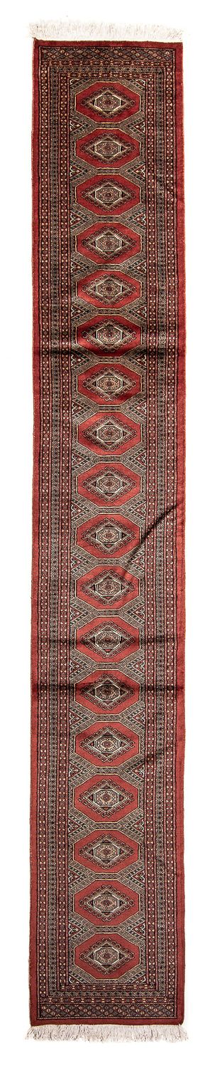 Corredor Tapete afegão - Bukhara - 396 x 64 cm - vermelho escuro