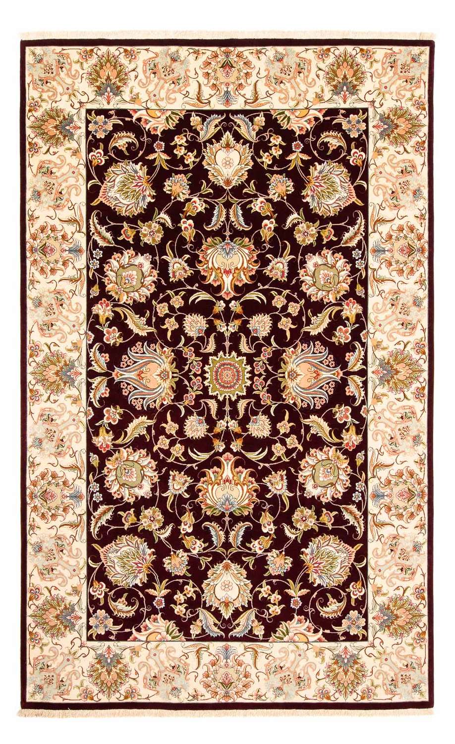 Persisk tæppe - Tabriz - Royal - 314 x 203 cm - mørkerød