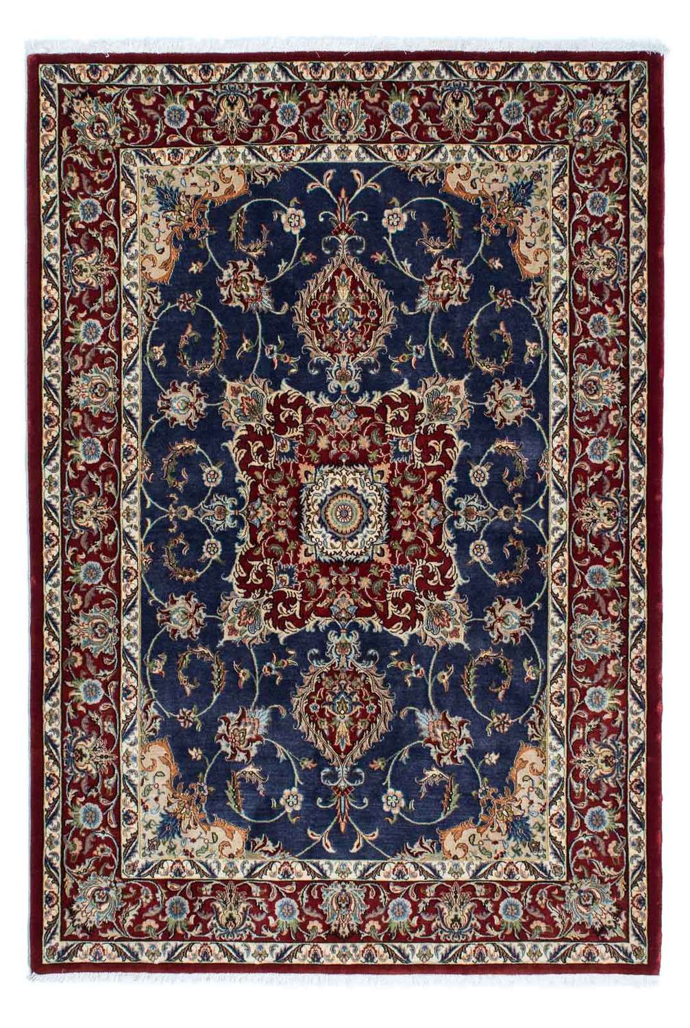 Tapete persa - Ghom - 193 x 133 cm - azul escuro